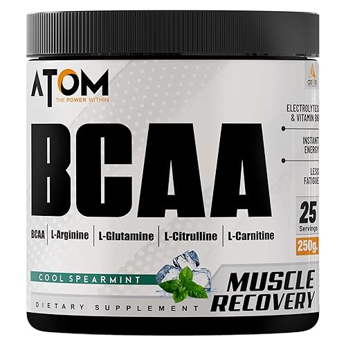 AS-IT-IS ATOM BCAA 250g with L-arginine, L-Carnitine, L-Citrulline for Energy burst & Athletic Performance, Cool Spearmint