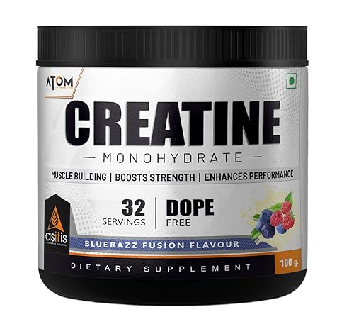 AS-IT-IS ATOM Creatine Monohydrate 100g - 32 Servings | Dope Free | Enhances Performance | Promotes Muscle Gains | Blue razz Flavour…
