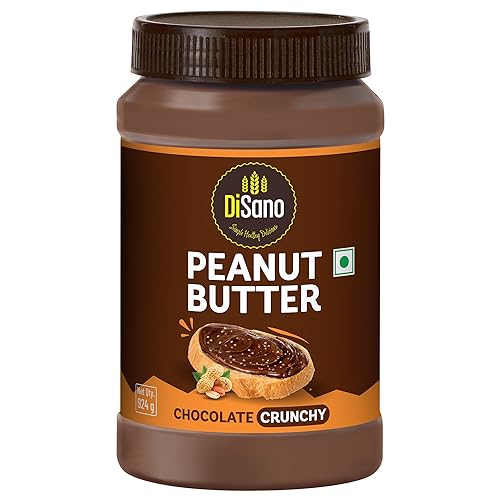 DiSano Chocolate Peanut Butter Crunchy, 924g, 23g Protein & 6.4g Dietary Fibre, Tasty & Healthy Chocolate Spread for Breakfast & Snacks, Made with Premium Roasted Peanuts, Zero Cholesterol & Trans Fat