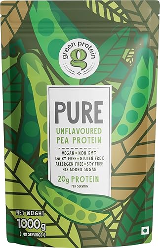 GREEN PROTEIN Plant Protein Powder 1Kg Pure Unflavored | Vegan Pea Protein | 20g Protein Per Serving | Keto Friendly | Soy, Dairy & Gluten Free