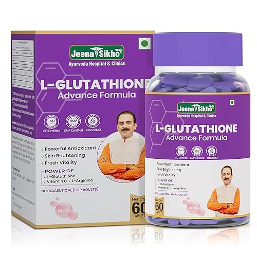 Jeena Sikho L-Glutathione Advance Formula | Powerful Antioxidant, Skin Brightening, Detox and Immune Support | With Vitamin C and L-Arginine, 60 Tablets Pack of 1