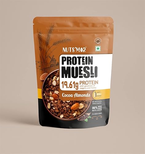 NUTS'MOR Protein Muesli with goodness of jaggery and honey cocoa almonds (440gm)