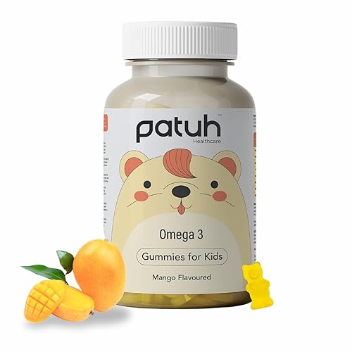 Junior Omega 3 Gummies (4 years & above) 100% Vegetarian Formula, Omega Veg Kids Gummies for Healthy Heart, Brain & Joints, Natural Mango flavor (Pack of 1)