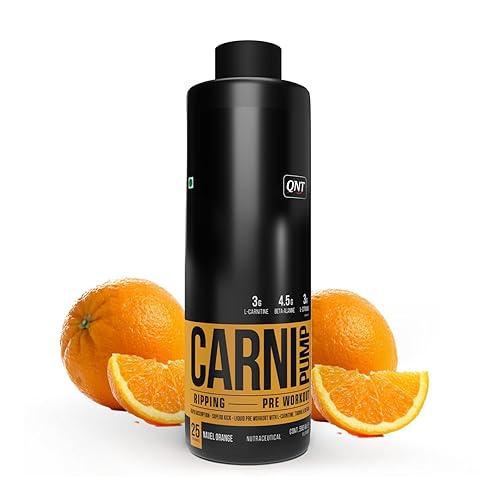 QNT CARNIPUMP | Liquid Pre Workout | Navel Orange | Fat Loss | Instant Energy Drink | Supports Muscle Gain & Fast Muscle Recovery | 500ML, 25 Servings