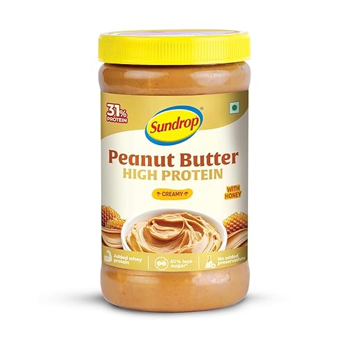 Sundrop Peanut Butter High Protein I with Honey | Creamy | 500 grams | With 31% Protein | Added Whey Protein | No Preservatives | Great Value Per Gram of Protein I 40% less Sugar