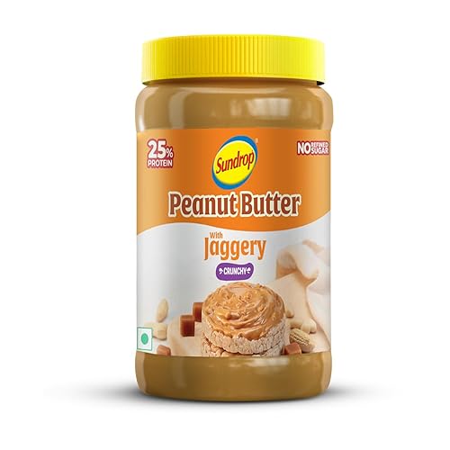 Sundrop Peanut Butter with Jaggery | Crunchy | 900 grams | With 25% Protein | 7.5% Dietary Fibre | Premium Roasted Peanuts | Great Value Per Gram of Protein I No refined sugar