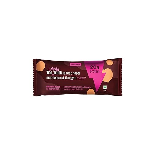 The Whole Truth - High Protein Hazelnut Cocoa 20g Protein Bar - Pack of 5 x 67g each - No Added Sugar - No Preservatives - No Artificial Flavours - All Natural